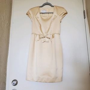 Vintage Donna Ricco Petite Yellow Bow Dress, Sz 6